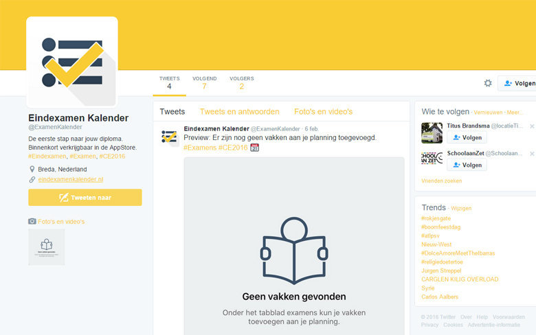 Twitter ExamenKalender